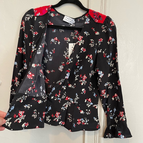 TANYA TAYLOR floral clusters clio top size: 6 100% silk - Picture 4 of 16